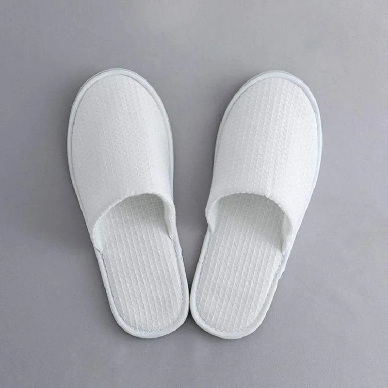 100% Cotton Waffle Hotel Bath Spa Slipper Pair