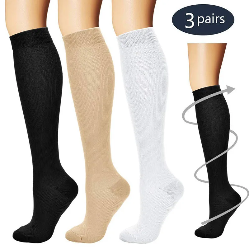 3/6 Pairs Compression Socks for Women & Men Running Athletic Sports