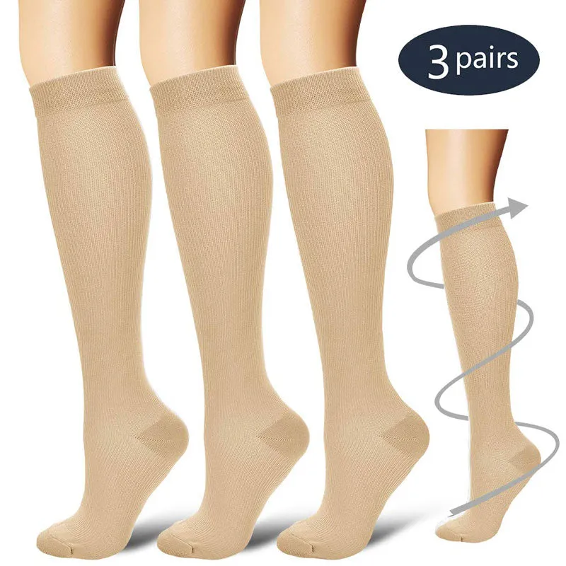 3/6 Pairs Compression Socks for Women & Men Running Athletic Sports