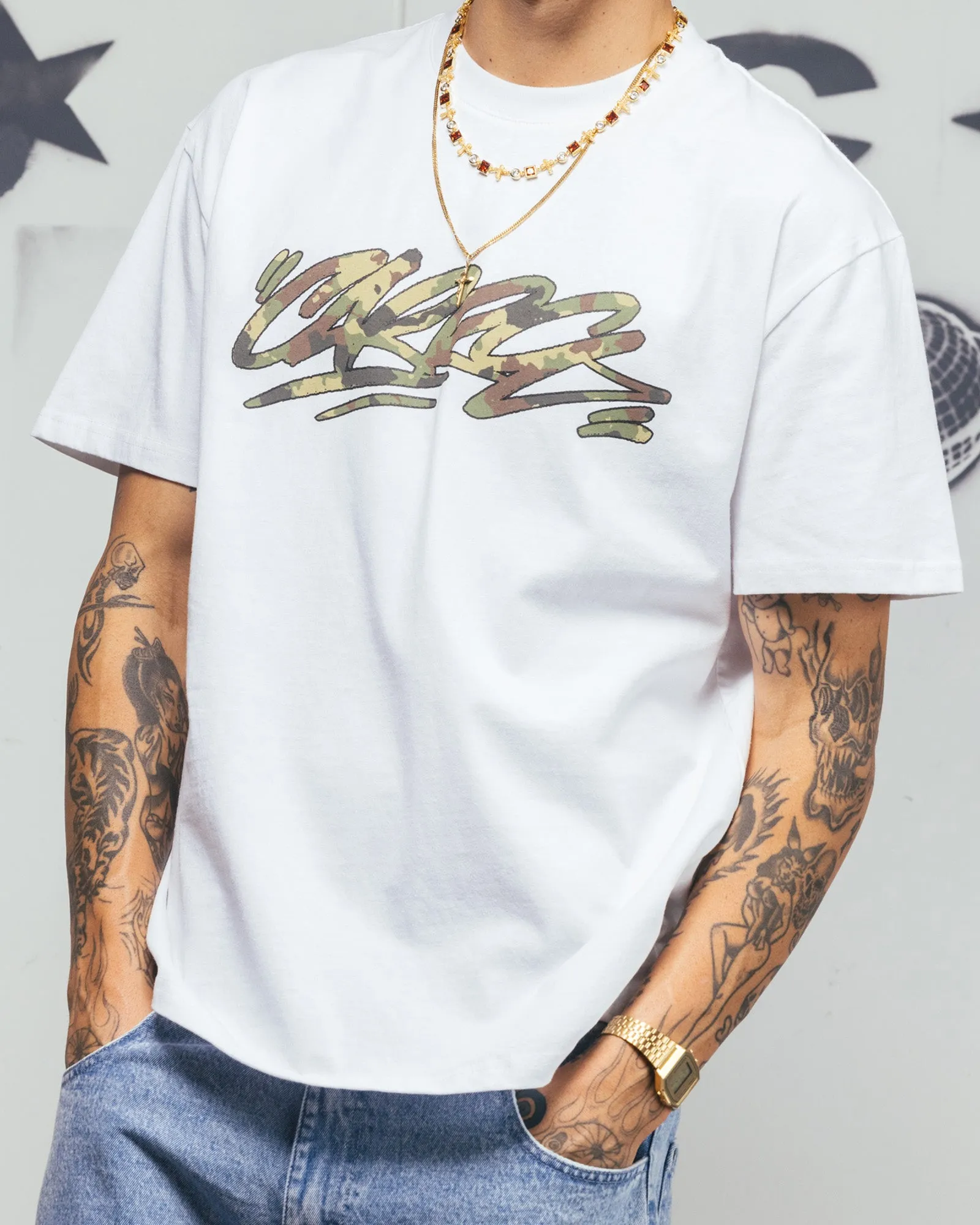 Carre Camo Script T-Shirt White