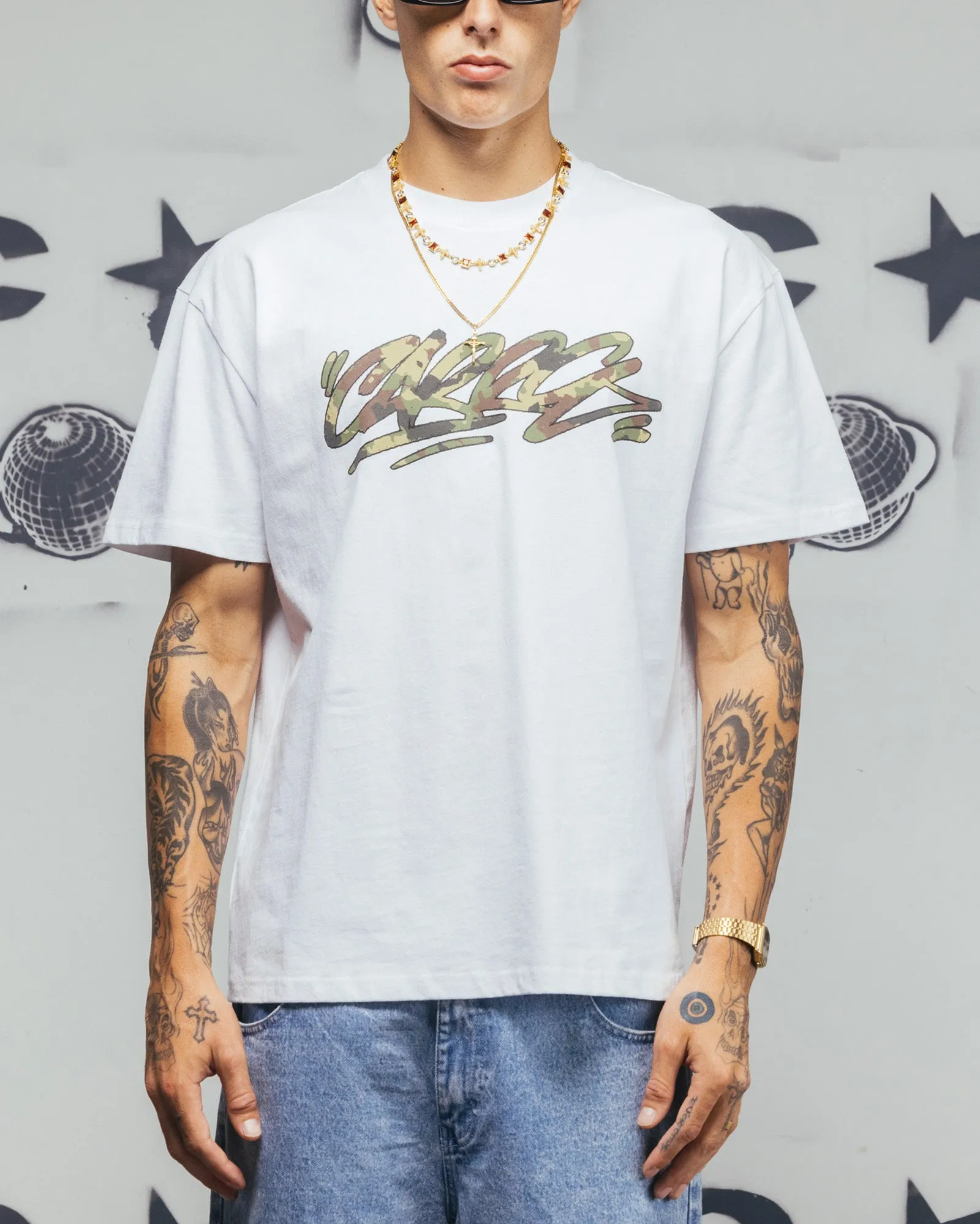 Carre Camo Script T-Shirt White