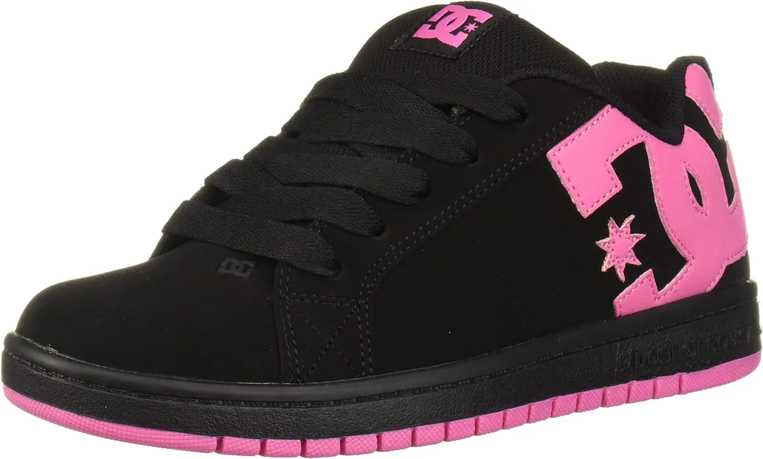 DC Court Graffik Low Top Skate Shoe Sneaker, Black/Pink, 5 US Unisex Big Kid