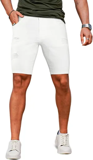 GINGTTO Men's Jean Shorts Ripped Slim Fit Stretch Denim Shorts