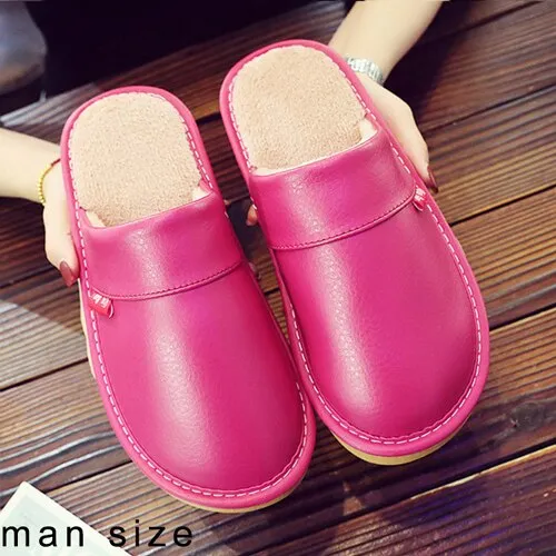 Leather Couple Home Slippers Waterproof Men Slippers