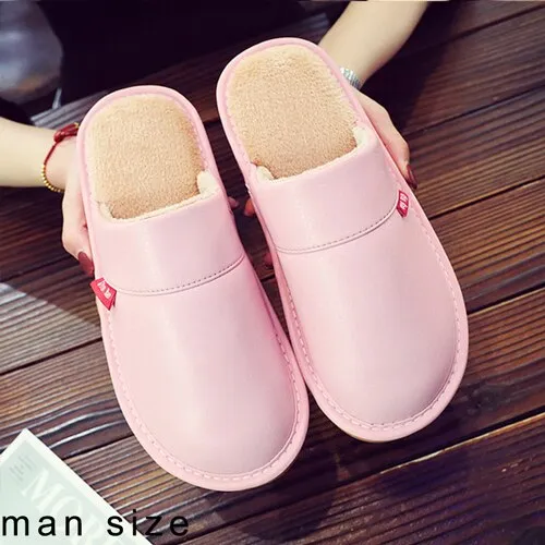 Leather Couple Home Slippers Waterproof Men Slippers
