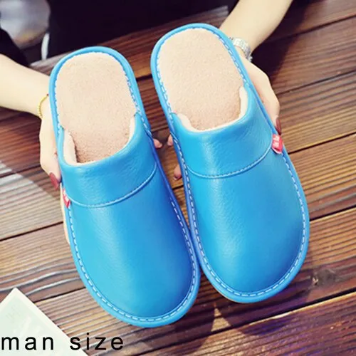 Leather Couple Home Slippers Waterproof Men Slippers