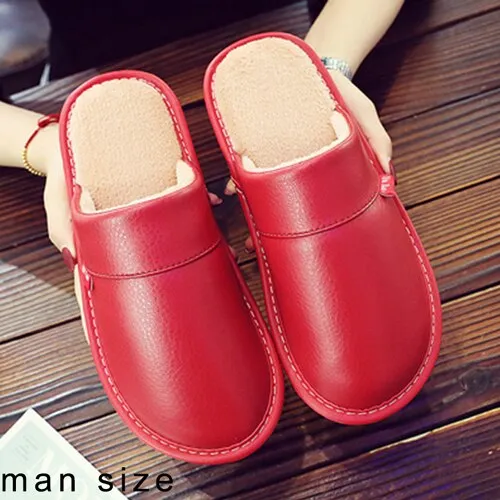 Leather Couple Home Slippers Waterproof Men Slippers