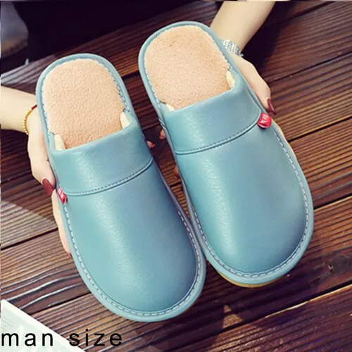 Leather Couple Home Slippers Waterproof Men Slippers