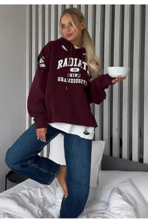 retro distressed hole design sweatshirt