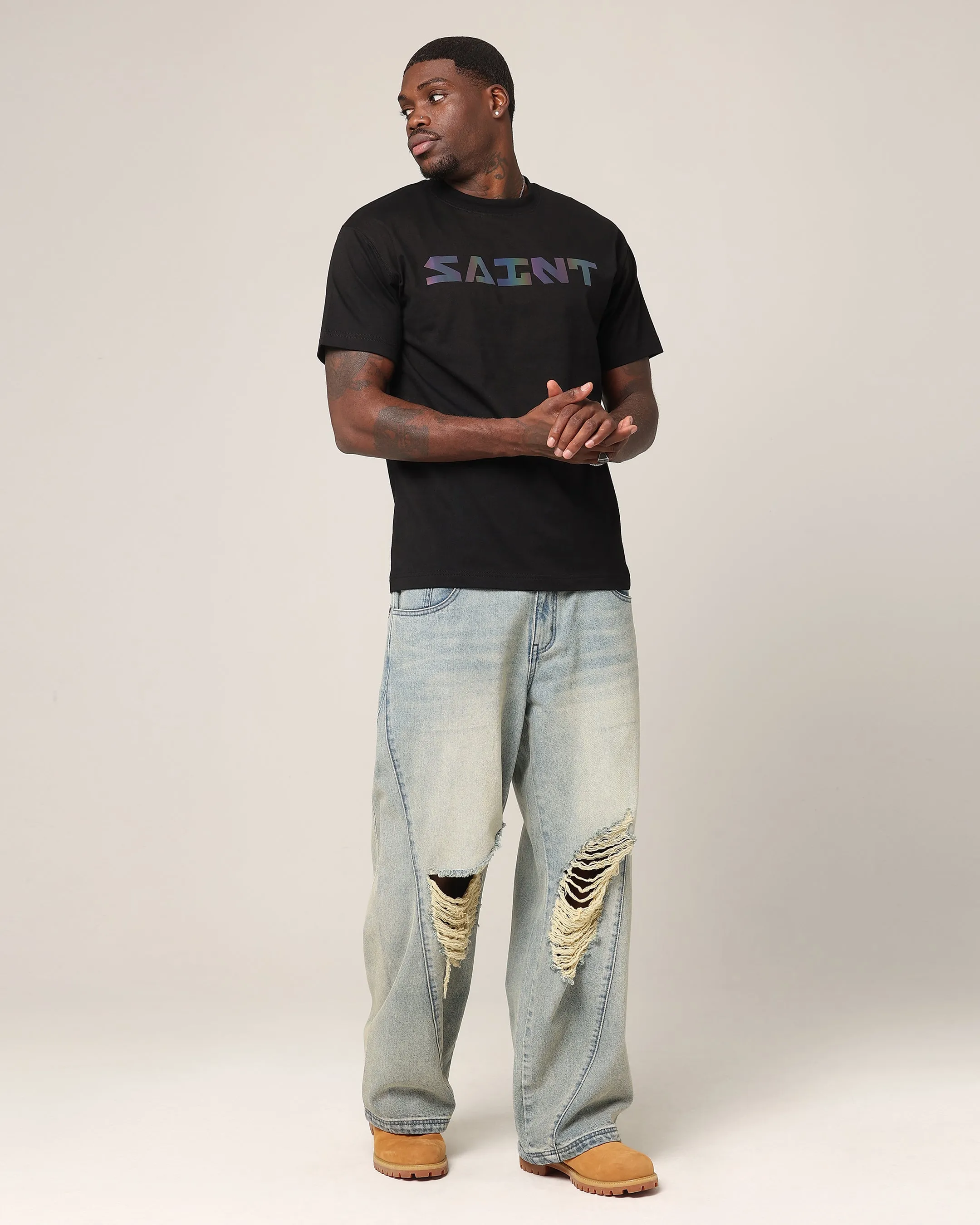 Saint Morta Lafayette V2 Scripture T-Shirt Black/Iridescent