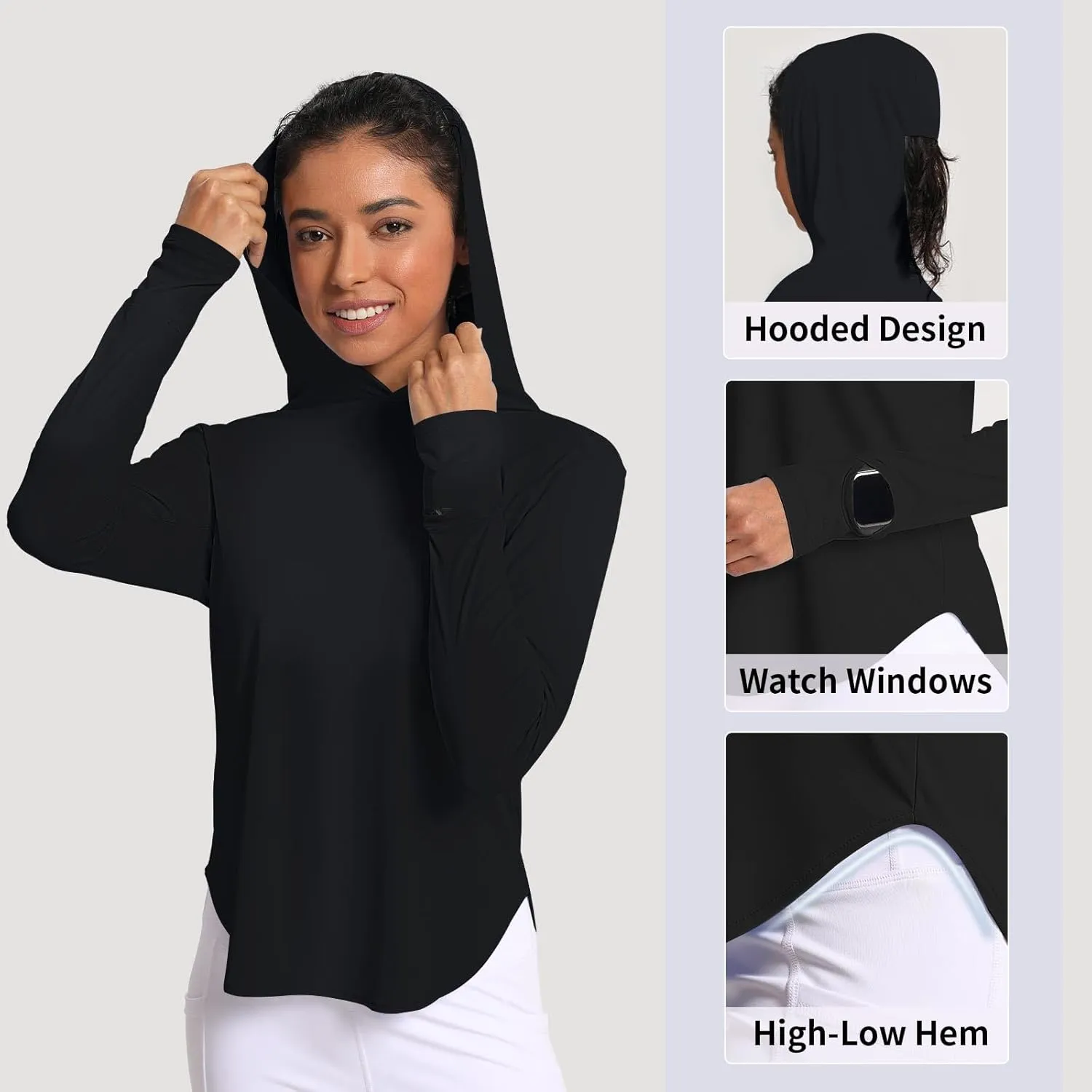 Women's Sun Shirt Hoodie Rash Guard Long Sleeve SPF UV Protection T-Shirts UPF 50  Hiking Quick Dry Lightweight