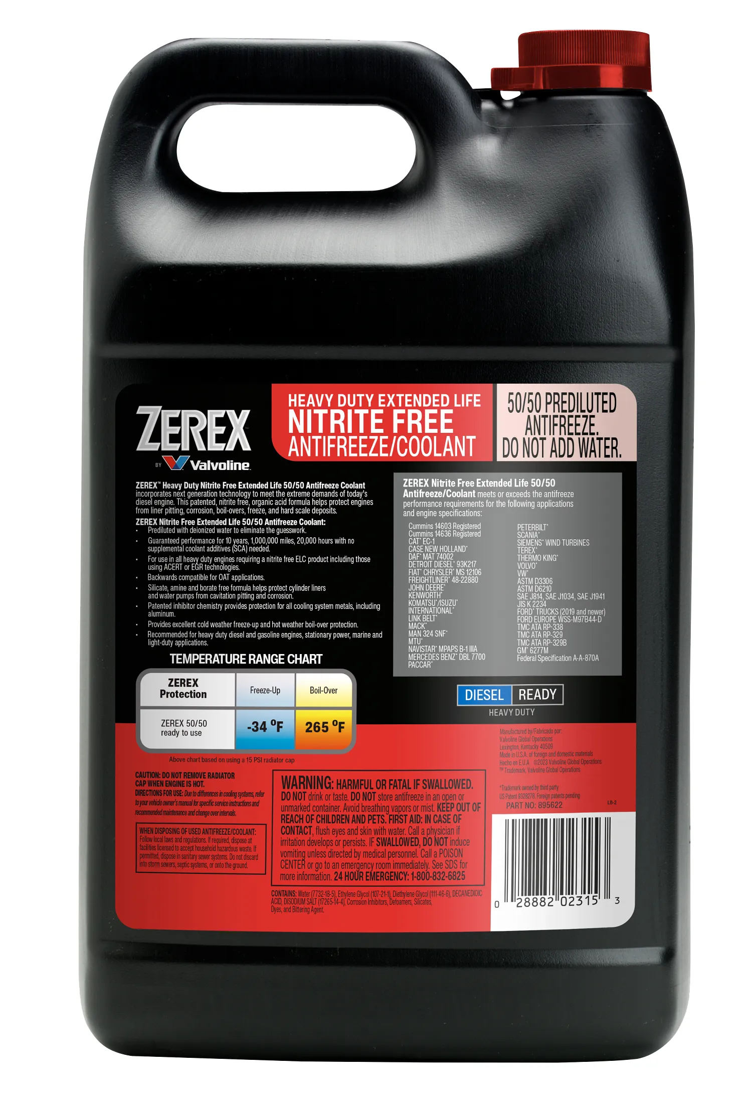Zerex Heavy Duty Nitrite Free Extended Life Red 50/50 Prediluted Antifreeze